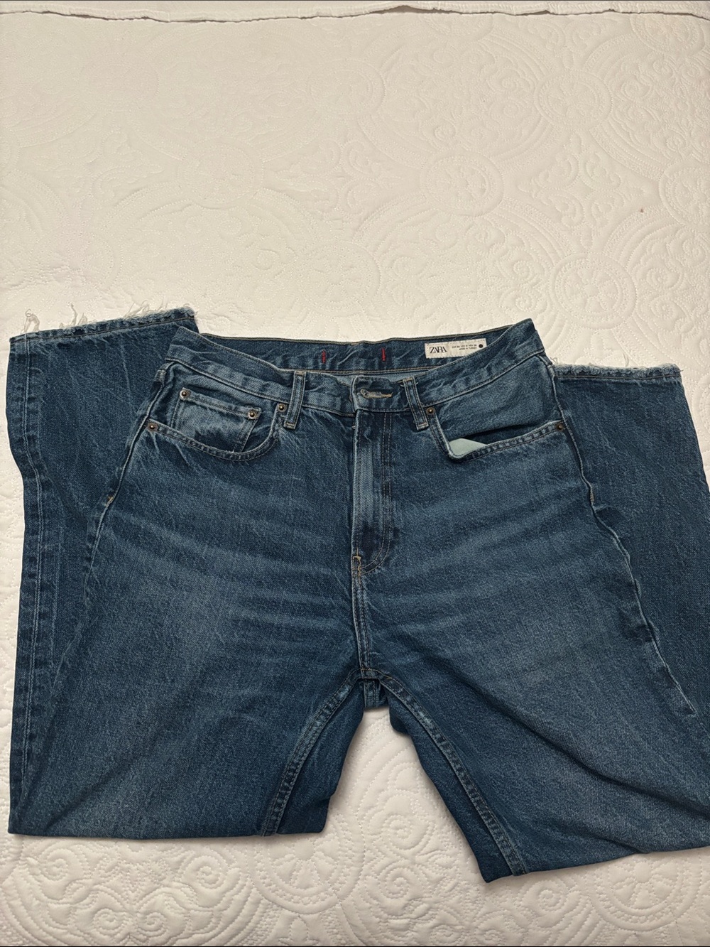 Zara Dark Blue Cropped Ankle Jeans